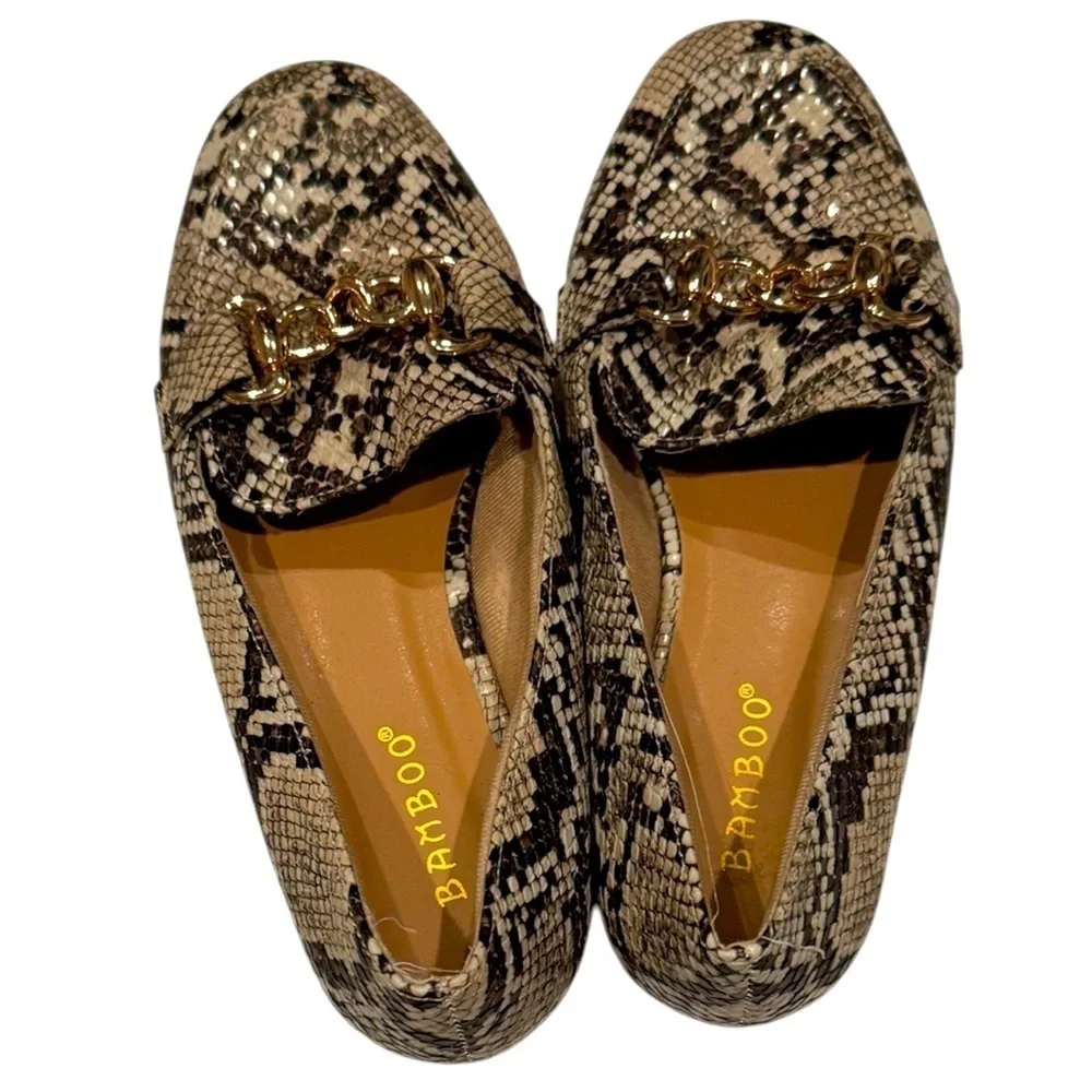 Bamboo Loafer Natural Reptile Print Size 7